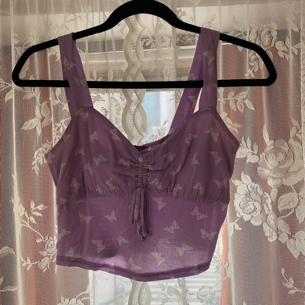 Kendall & Kylie Purple Butterfly Crop Top